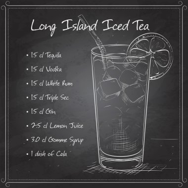 Kokteyl Long Island Iced Tea kara tahta üzerinde