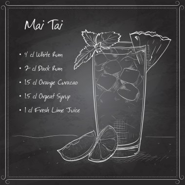 Kokteyl Mai Tai kara tahta üzerinde