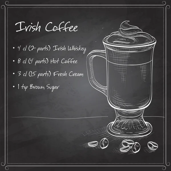 Ierse room koffie op zwarte bord — Stockvector