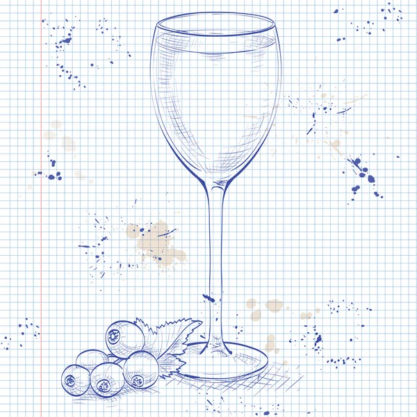 Kir alkohol koktél notebook oldalon — Stock Vector
