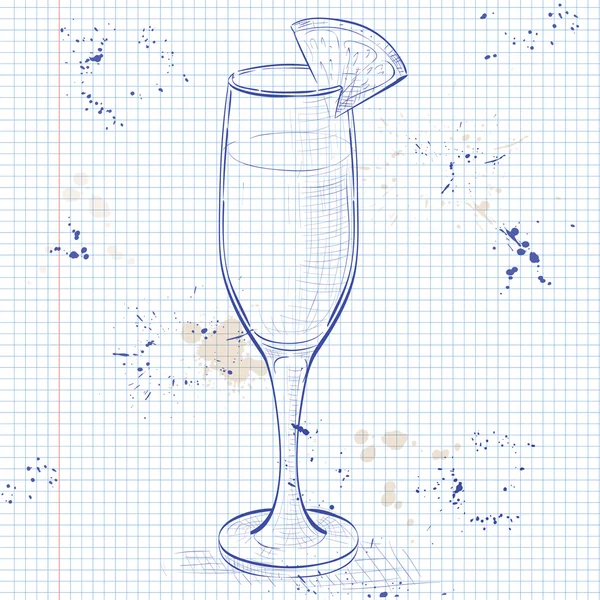 Cocktail alcool Mimosa sur une page de carnet — Image vectorielle