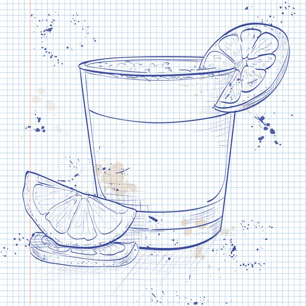 Cocktail Pisco sour på en notebook sida — Stock vektor