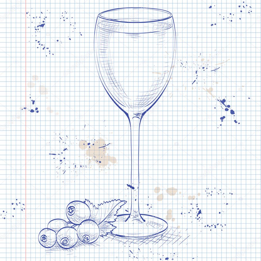 Kir alcohol cocktail on a notebook page