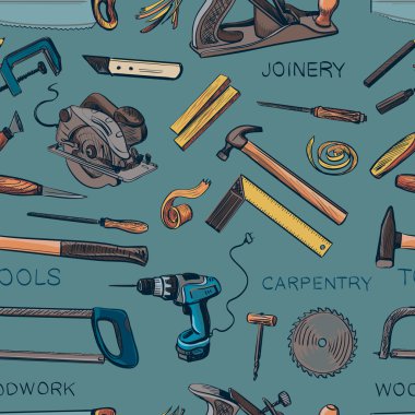 Desen çeşitli marangozluk, woodworker, sanayi araçlar