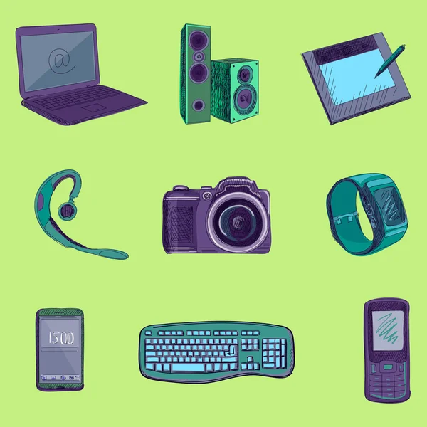 Gadget largo sombra iconos — Vector de stock