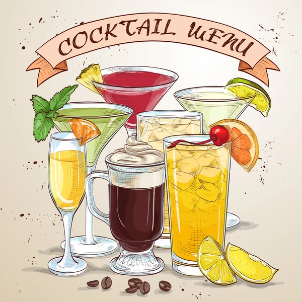 Nová éra nápoje koktejlové menu — Stockový vektor
