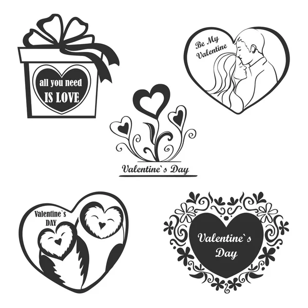 Set de San Valentín - etiquetas, emblemas y otros elementos . — Vector de stock