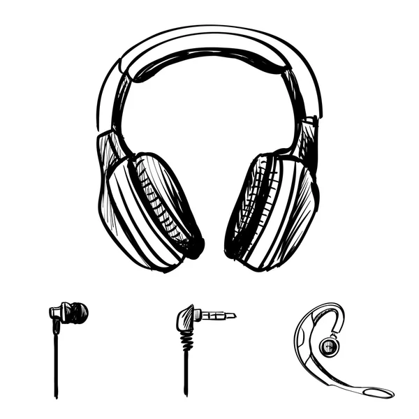 Doodle styl słuchawki — Wektor stockowy