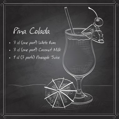 Kokteyl Pina colada kara tahta üzerinde