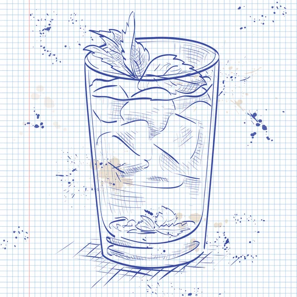 Cocktail Mint julep su una pagina di taccuino — Vettoriale Stock