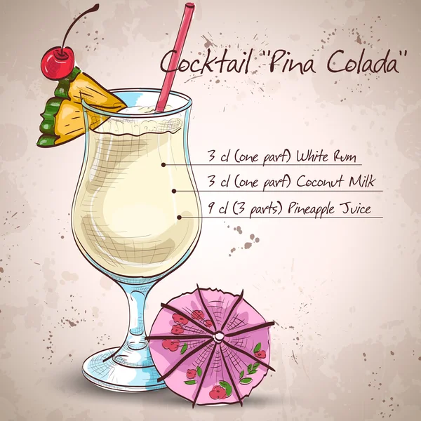 Coquetel pina colada — Vetor de Stock