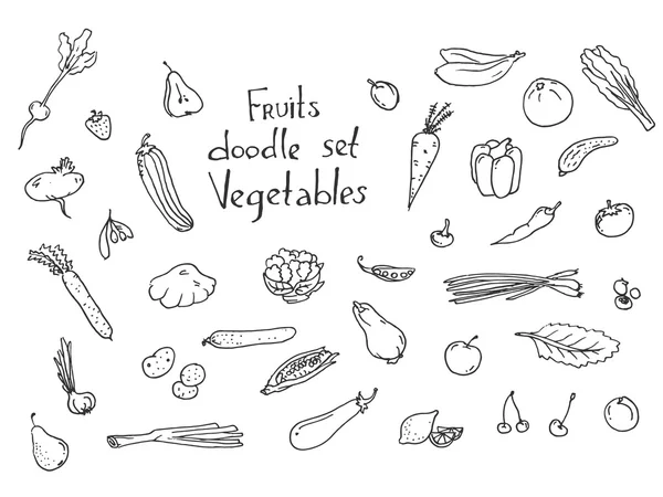 Fruits et légumes Ensemble de croquis — Image vectorielle