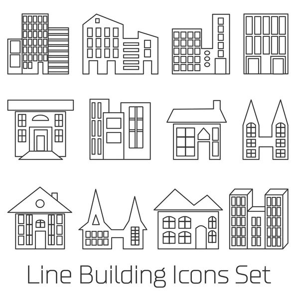 Línea de construcción de iconos conjunto — Vector de stock