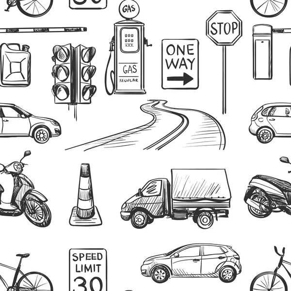 Seamless pattern of Traffic Laws icons — Stock Vector
