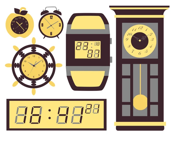 Icônes d'horloge vectorielle réglées — Image vectorielle