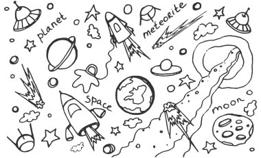 Cosmos vektör kümesi doodle