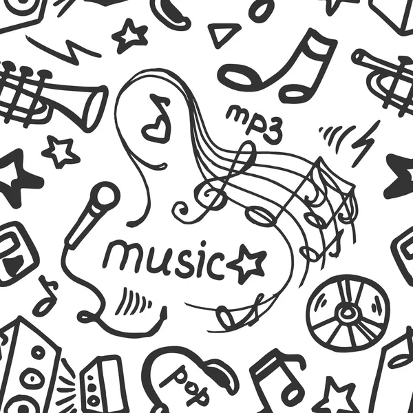 Musica modello Doodle — Vettoriale Stock