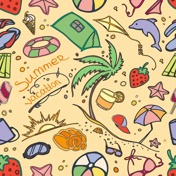 Patrón de Doodle vacaciones de verano — Archivo Imágenes Vectoriales