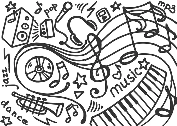 Doodle set vettoriale di musica — Vettoriale Stock