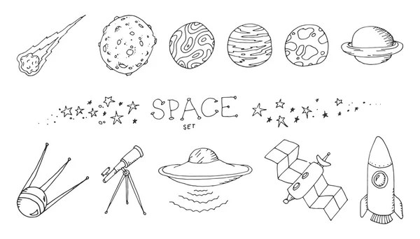 Space doodle set — Stock Vector