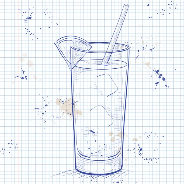 Cocktail de scetch de chave de fenda em uma página de caderno —  Vetores de Stock