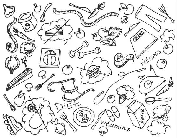 Doodle Векторний набір дієти — стоковий вектор