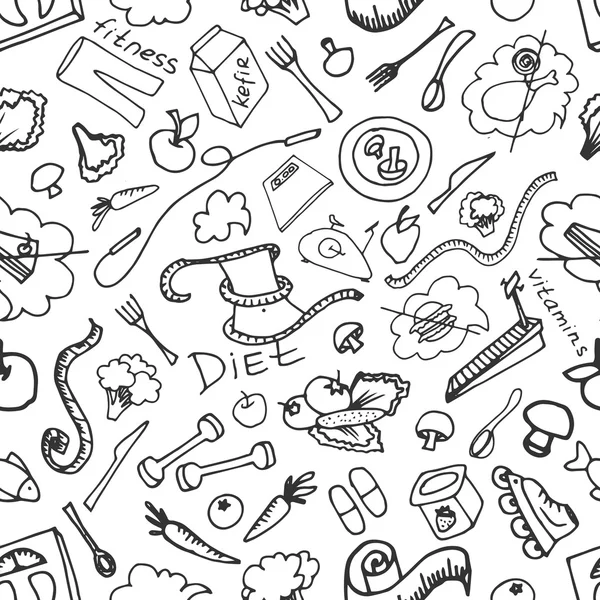 Doodle pattern of diet — Stock Vector