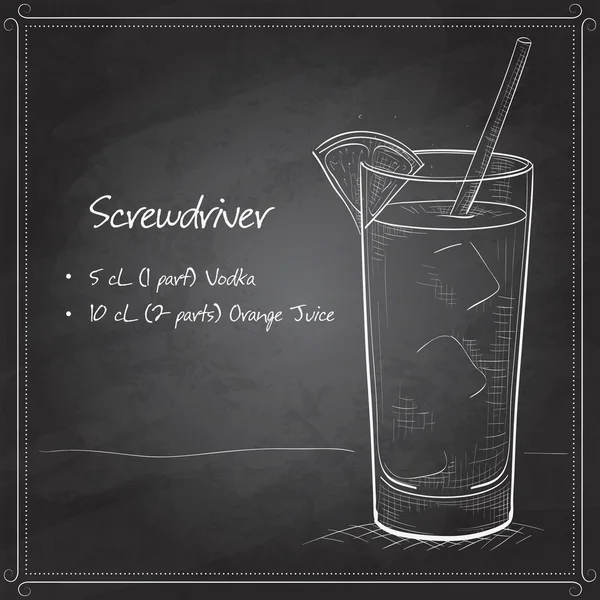 Cocktail scetch cacciavite su lavagna nera — Vettoriale Stock