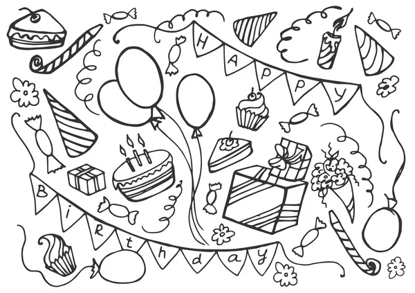 涂鸦向量集的生日快乐 — 图库矢量图片