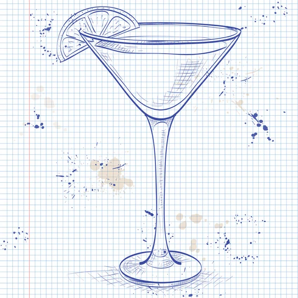 Cocktail Sidecar su una pagina di taccuino — Vettoriale Stock