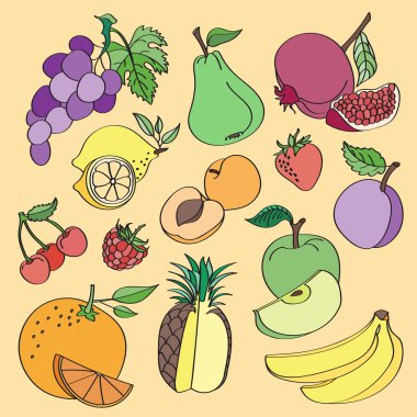 Doodle vektör meyve
