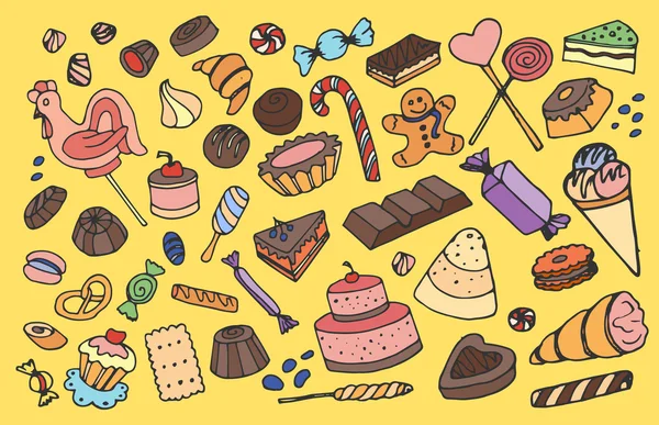 Doodle vektor édességek — Stock Vector