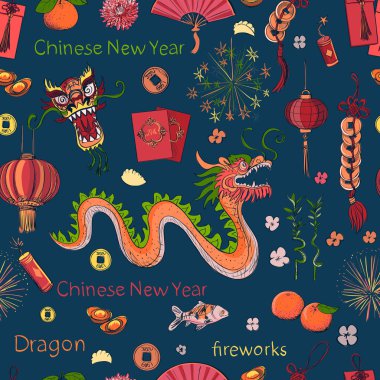 Seamless Chinese New Year pattern clipart