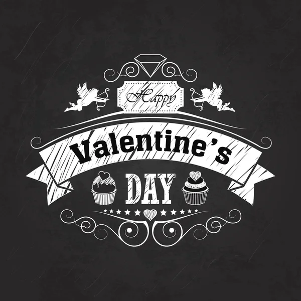 Valentinstag-Emblem an der Tafel — Stockvektor