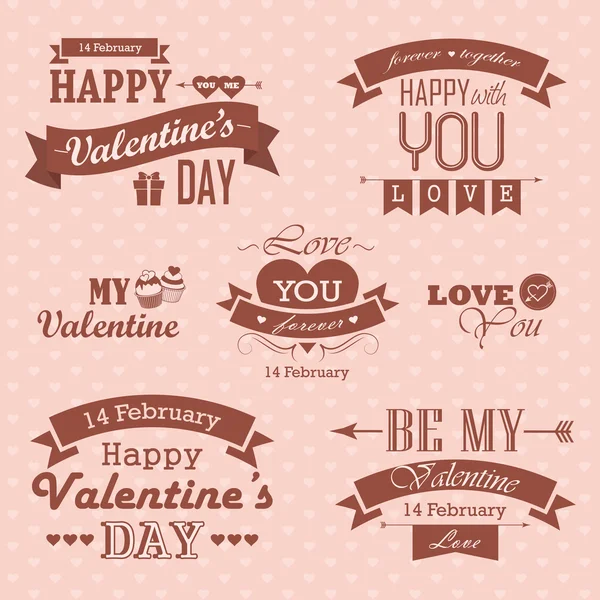 Valentines day set - labels, emblems and decorative elements — Stock Vector