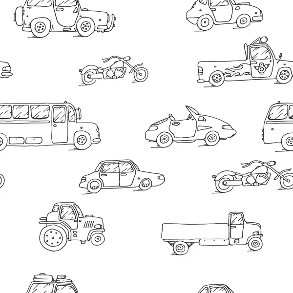 Seamless pattern Transport Sketch Set — Stock Vector