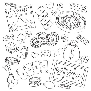 Doodle vektör casino