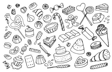 Doodle vektör tatlılar