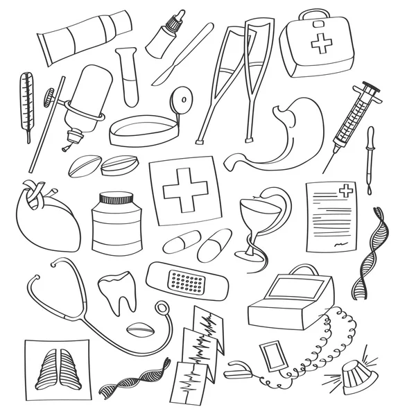 Doodle vector médico — Vector de stock