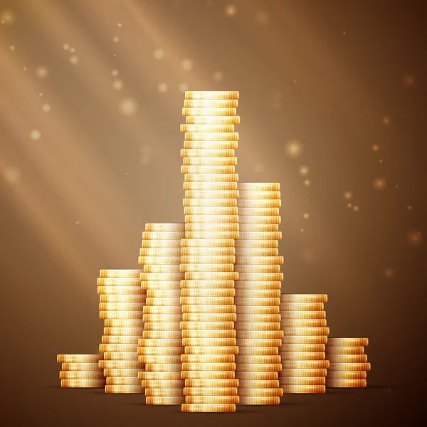 Gouden munten stapel — Stockvector