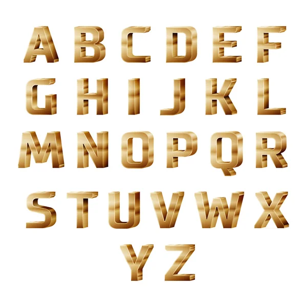 Golden 3D alphabet — Stock Vector