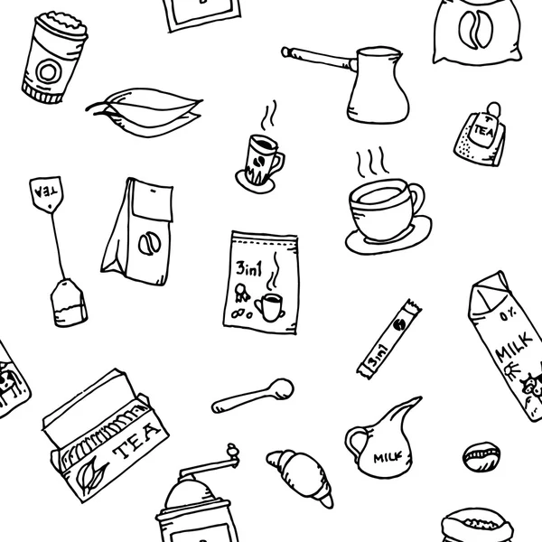 无缝模式集的咖啡和茶 — 图库矢量图片
