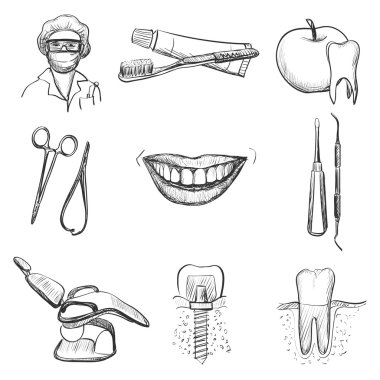 Dental icons reflection theme clipart