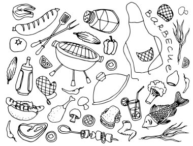 Doodle vektör Barbekü