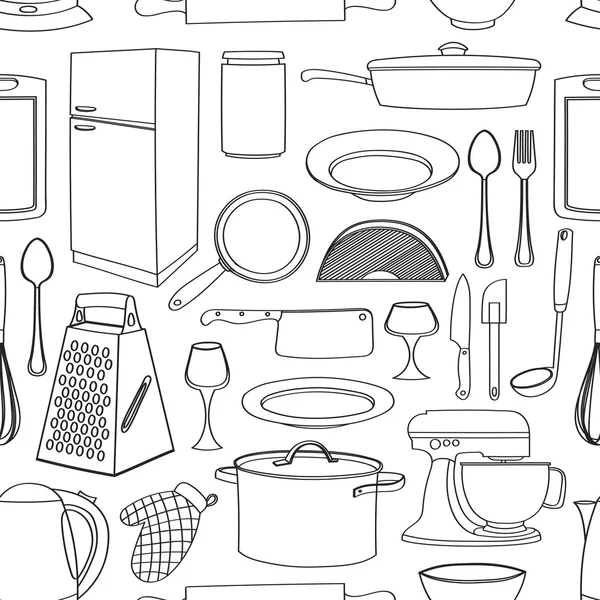 Doodle patrón de cocina — Vector de stock