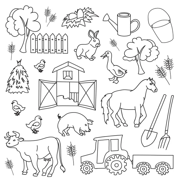 Doodle vector boerderij — Stockvector