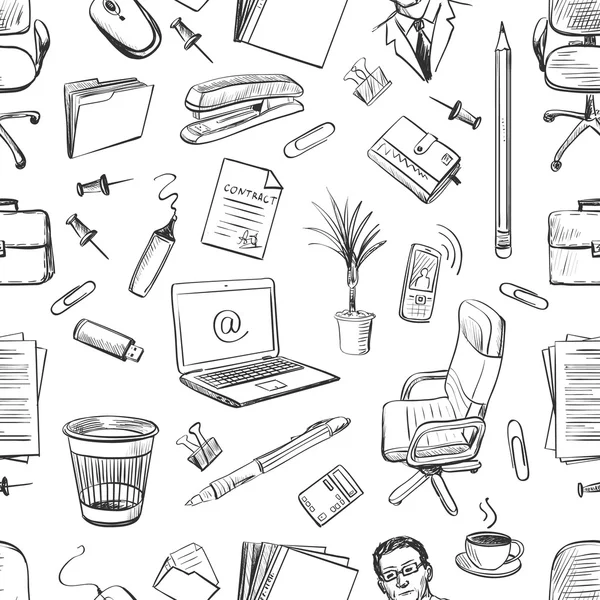 創造的な手のパターン描画オフィスのワークスペース — ストックベクタ