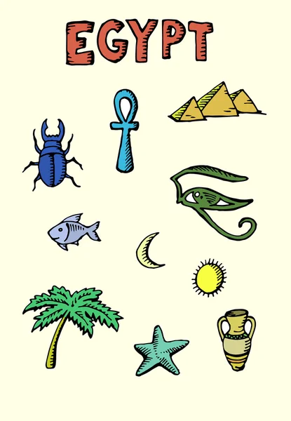 Colored Egypt icons set — Stock Vector