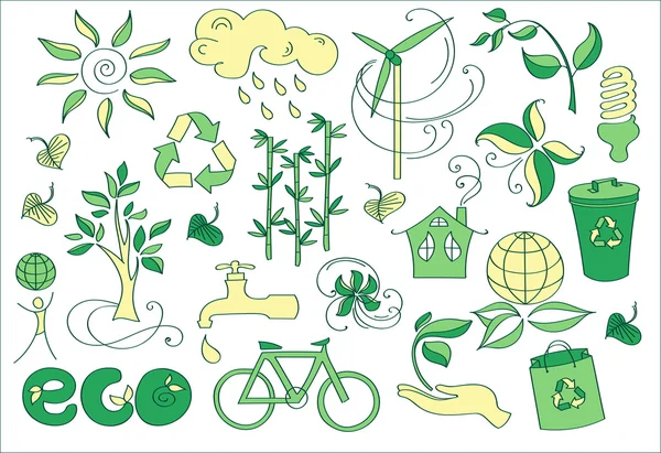 Doodle διάνυσμα οικολογία — Διανυσματικό Αρχείο