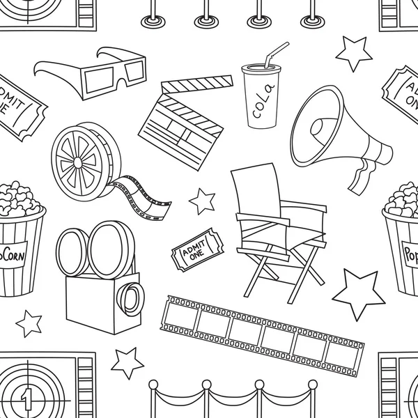 Doodle vzoru kino — Stockový vektor